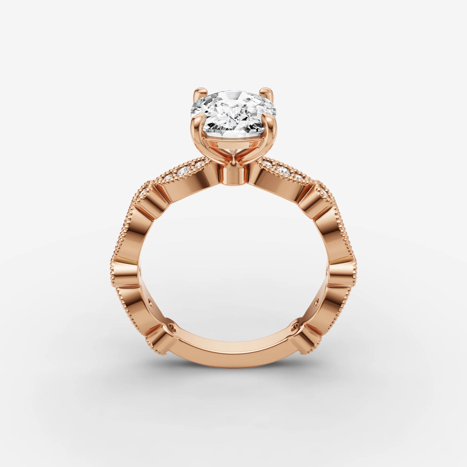 Heritage elongated cushion diamond setting in gold, view 9