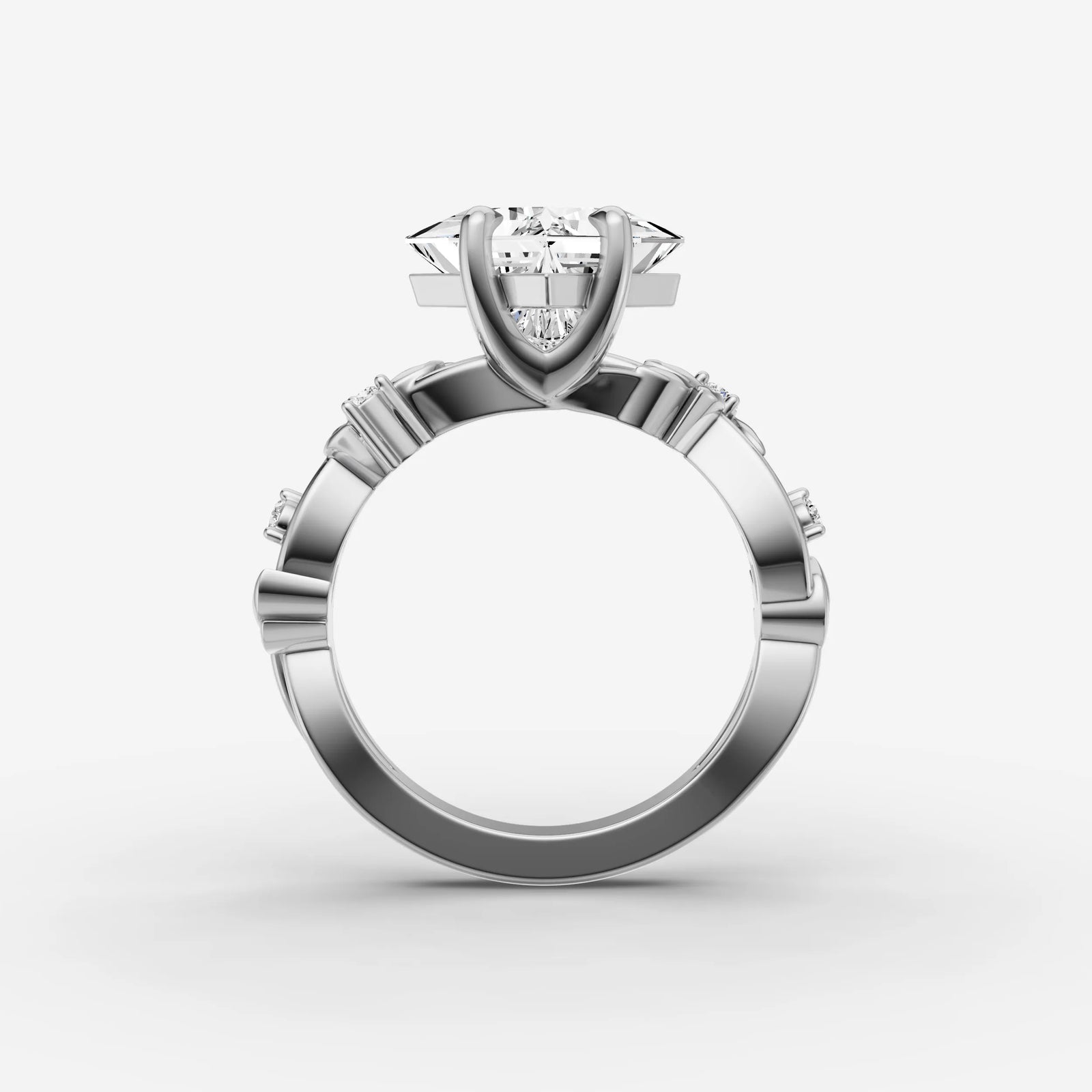 Fleur princess diamond setting in gold, view 14