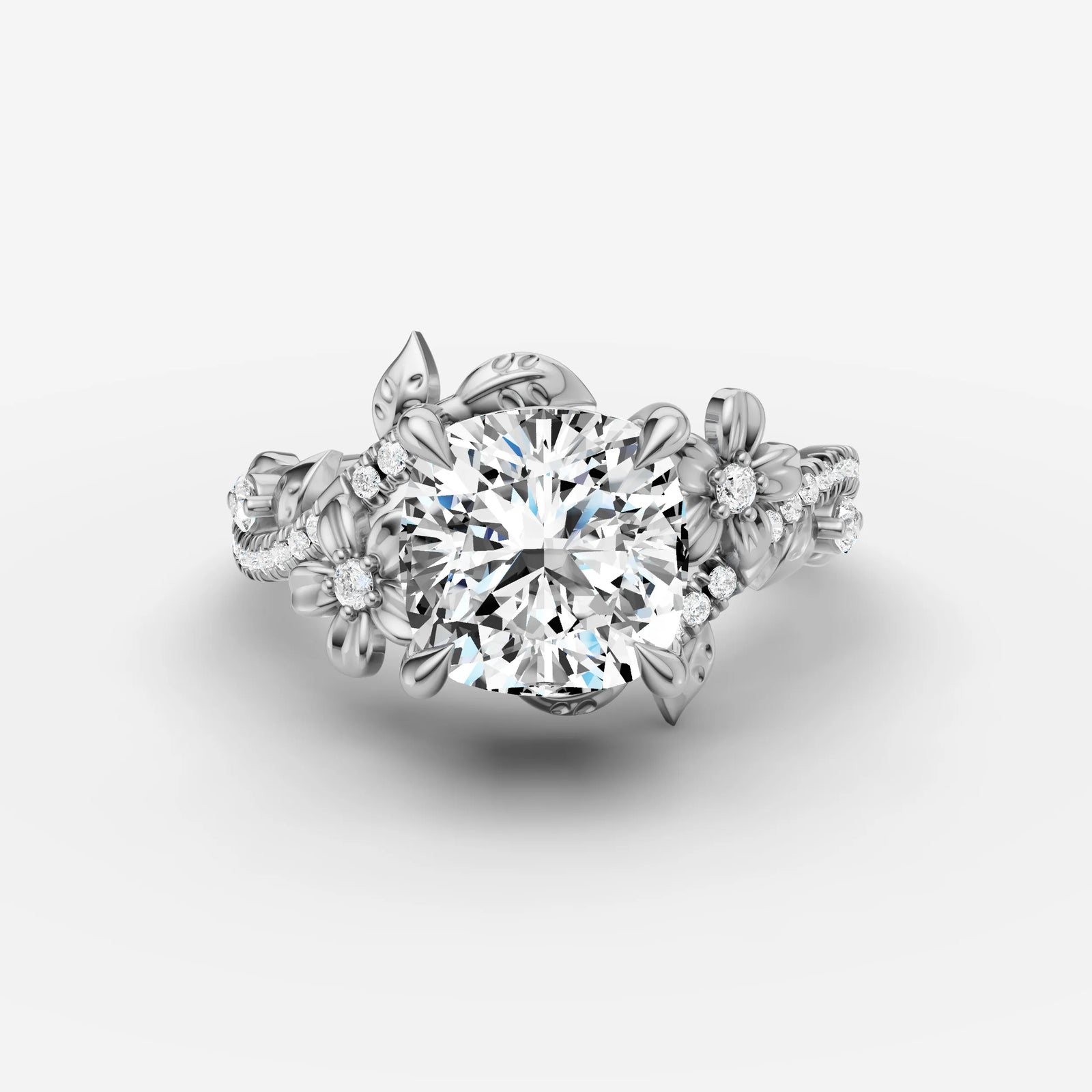 Fleur cushion diamond setting in gold, view 13