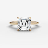 Cathedrale asscher diamond setting in gold, front view