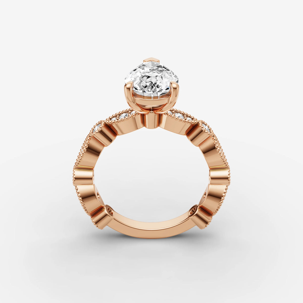Heritage pear diamond setting in gold, view 9