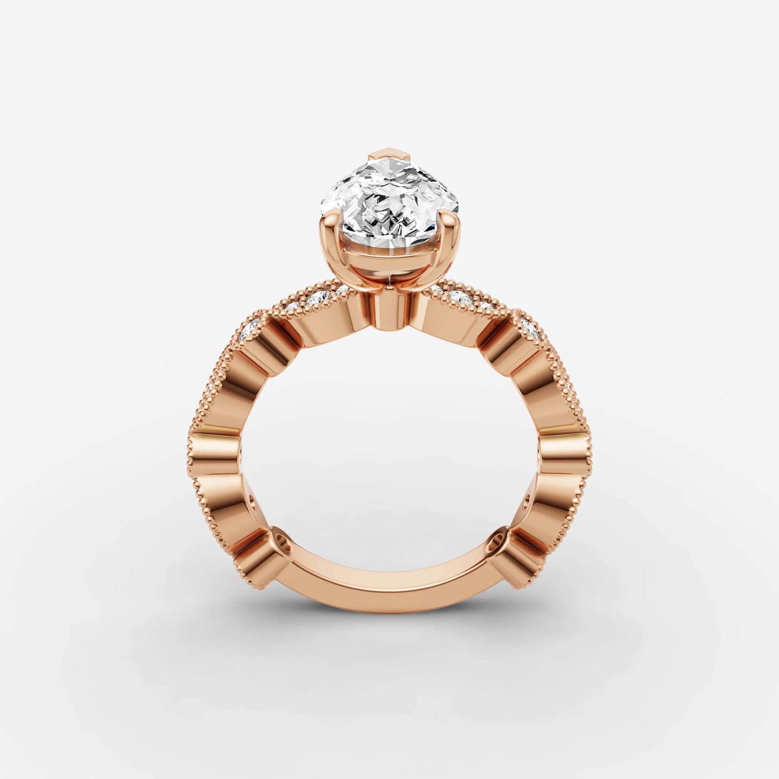 Heritage pear diamond setting in gold, view 9