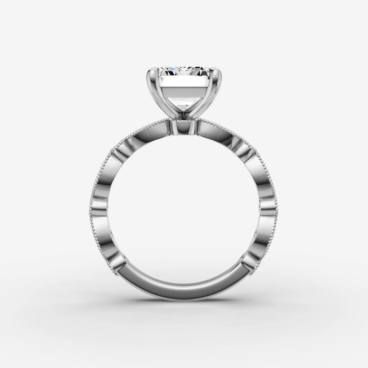 Heritage emerald diamond setting in gold, view 14