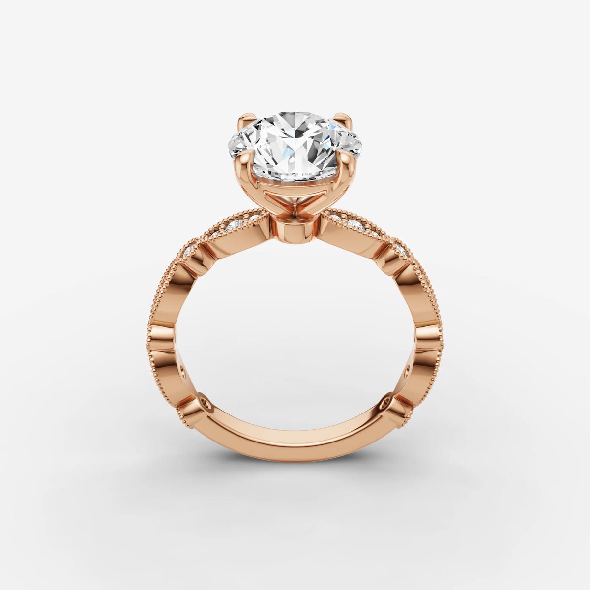 Heritage round diamond setting in gold, view 9