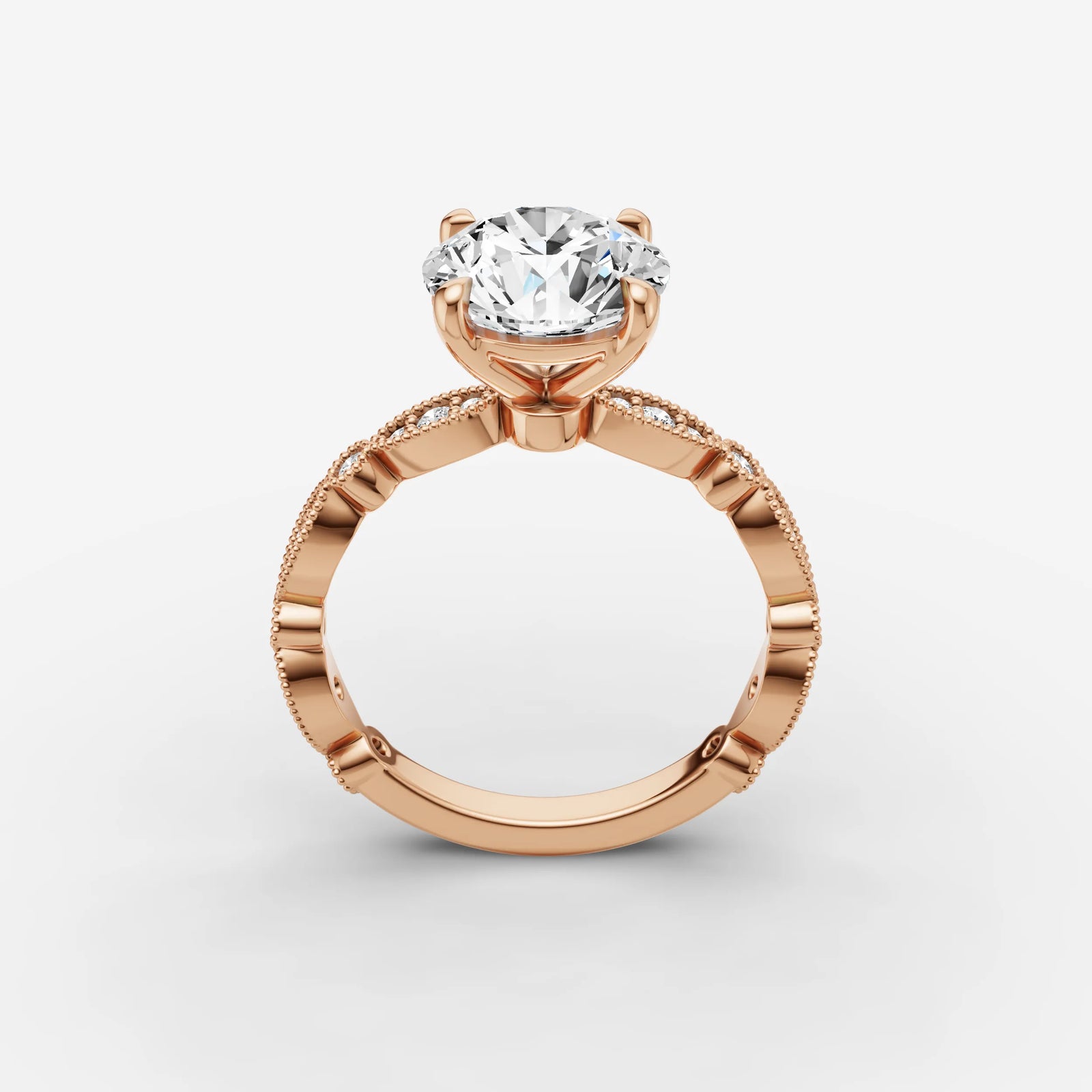 Heritage round diamond setting in gold, view 9