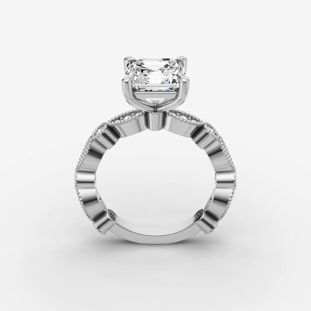 Heritage asscher diamond setting in gold, view 15