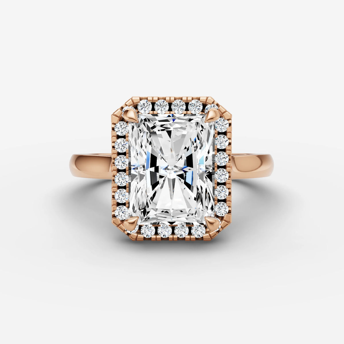 Aurore radiant diamond setting in gold, view 7