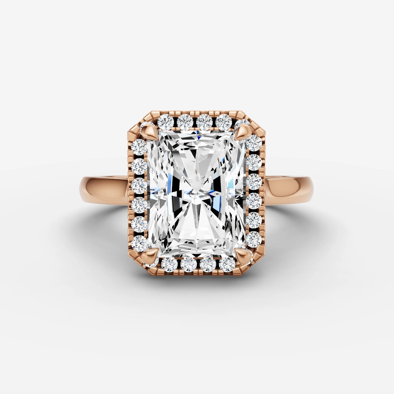 Aurore radiant diamond setting in gold, view 7