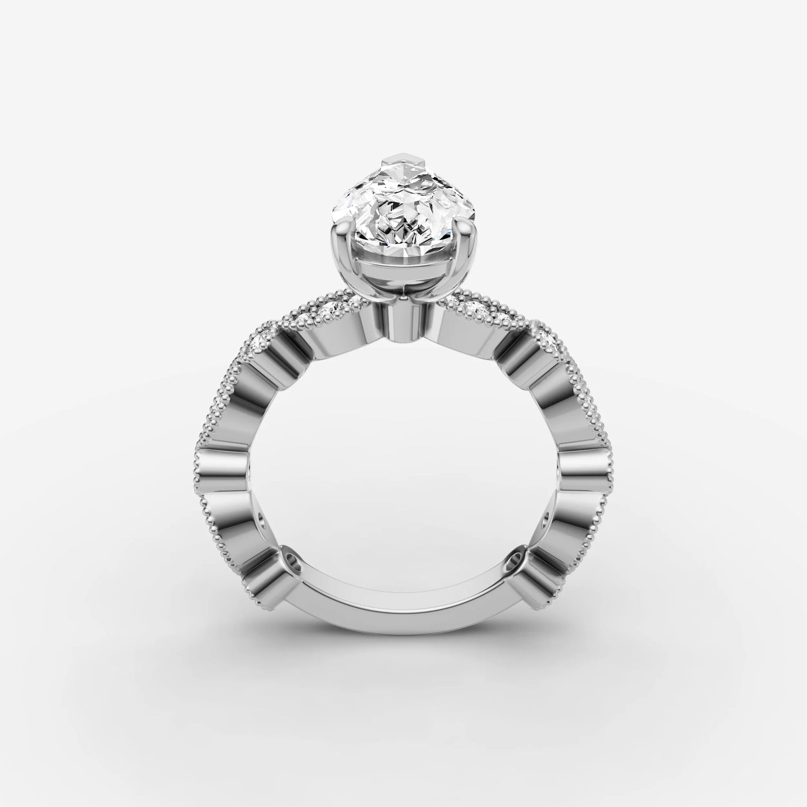 Heritage pear diamond setting in gold, view 15