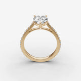 Cathedrale pear diamond setting in gold, side view