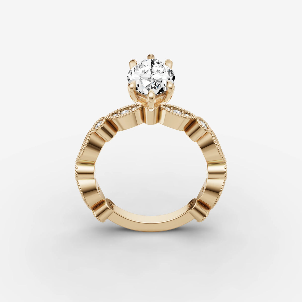 Heritage marquise diamond setting in gold, side view