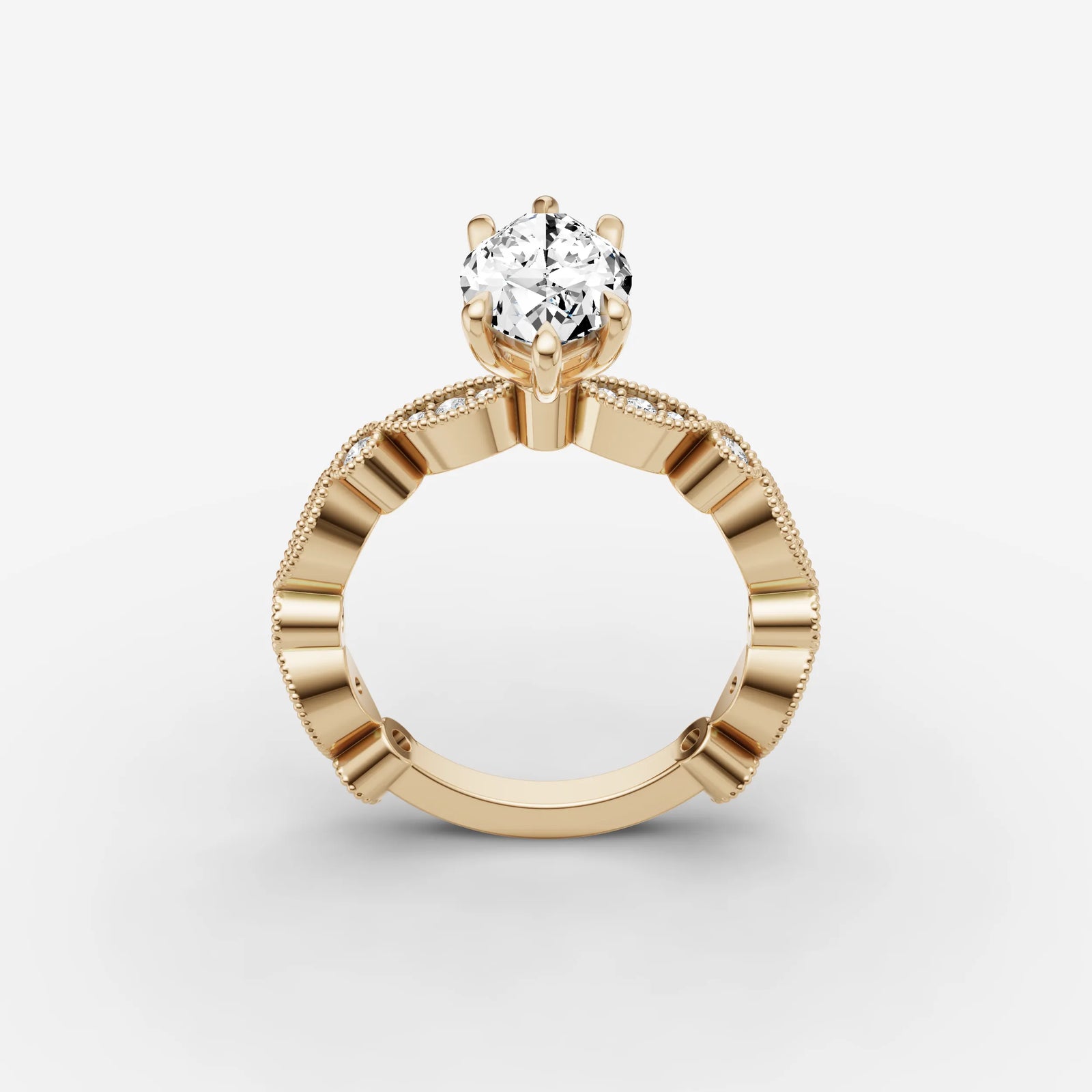 Heritage marquise diamond setting in gold, side view