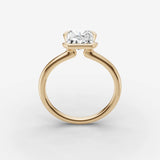 Demi radiant diamond setting in gold, side view
