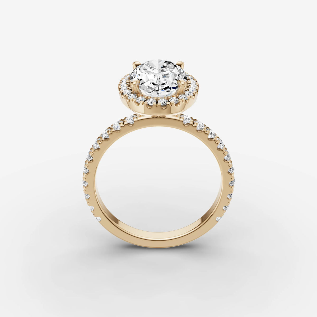 Aurore Etoile oval diamond setting in gold, side view