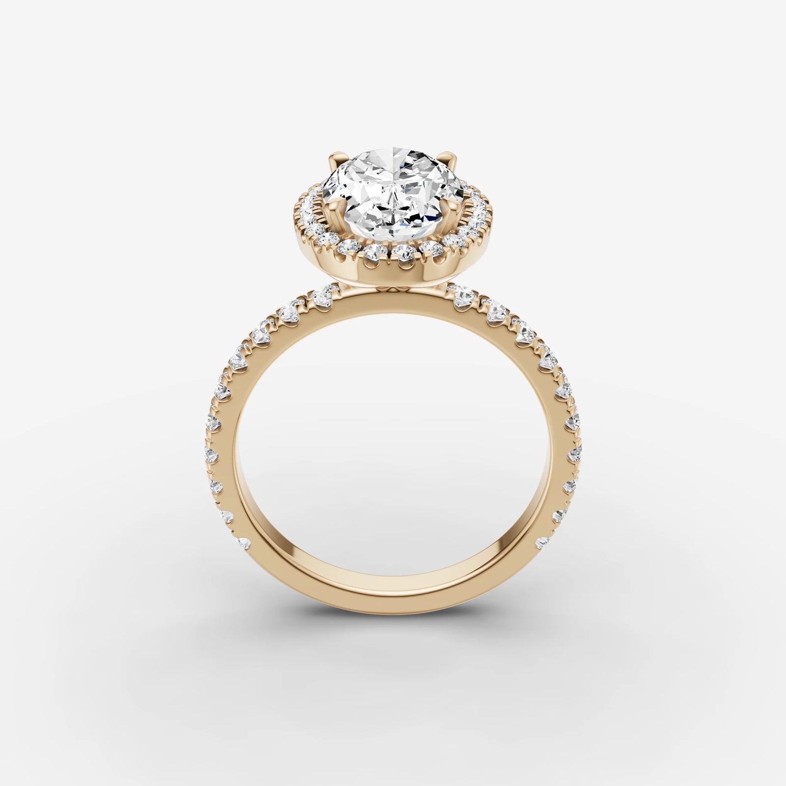 Aurore Etoile oval diamond setting in gold, side view