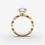 Heritage radiant diamond setting in gold, profile angle