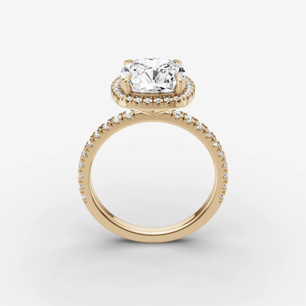 Aurore Etoile cushion diamond setting in gold, side view