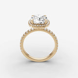 Aurore Etoile cushion diamond setting in gold, side view