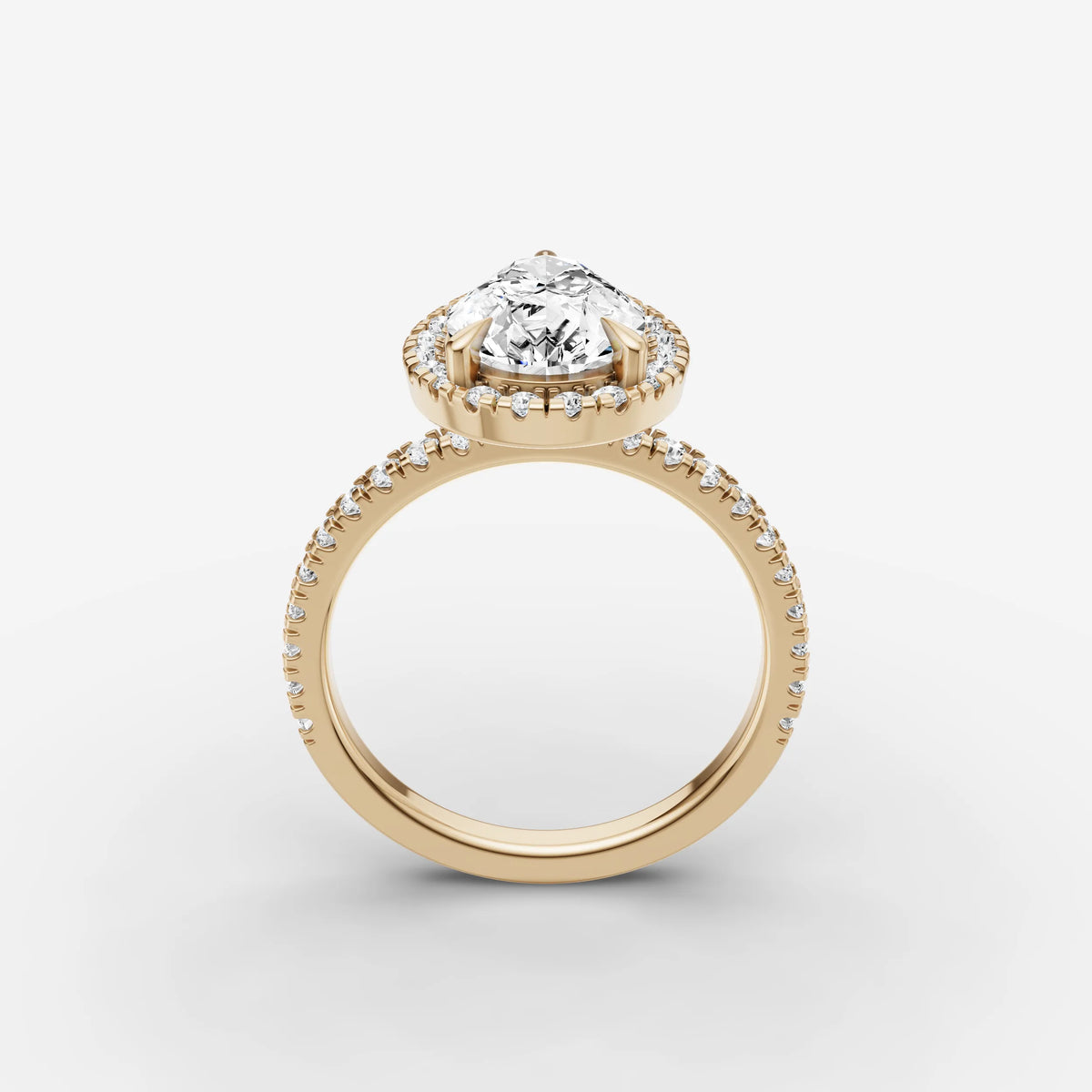 Aurore Etoile pear diamond setting in gold, side view