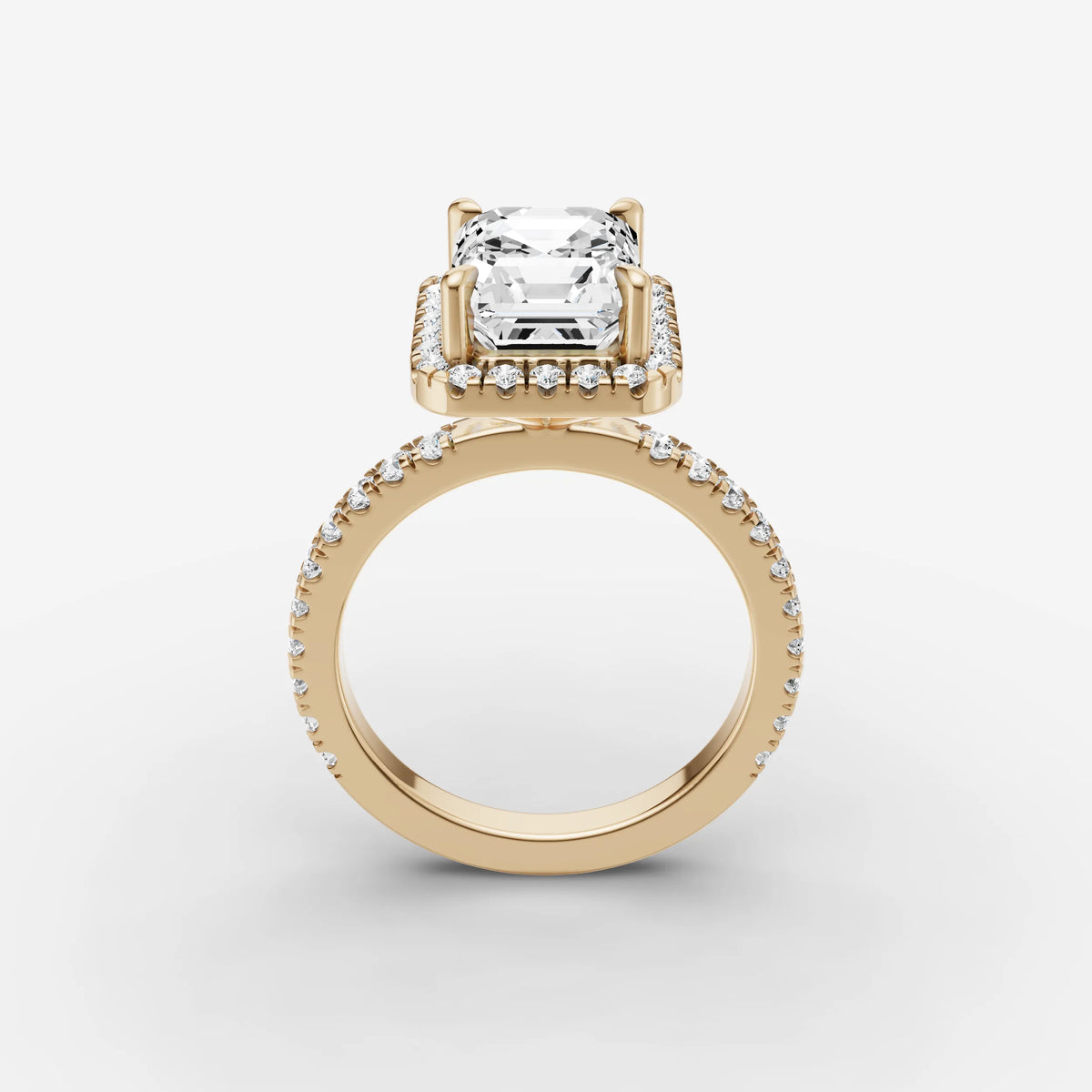 Aurore Etoile emerald diamond setting in gold, side view
