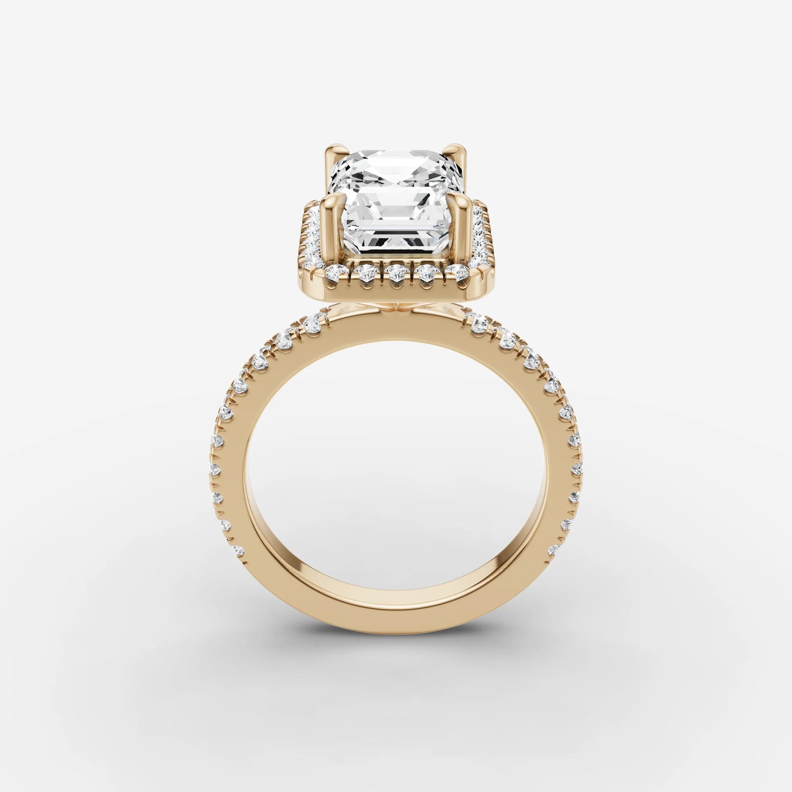 Aurore Etoile emerald diamond setting in gold, side view