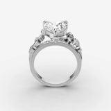 Fleur heart diamond setting in gold, view 15