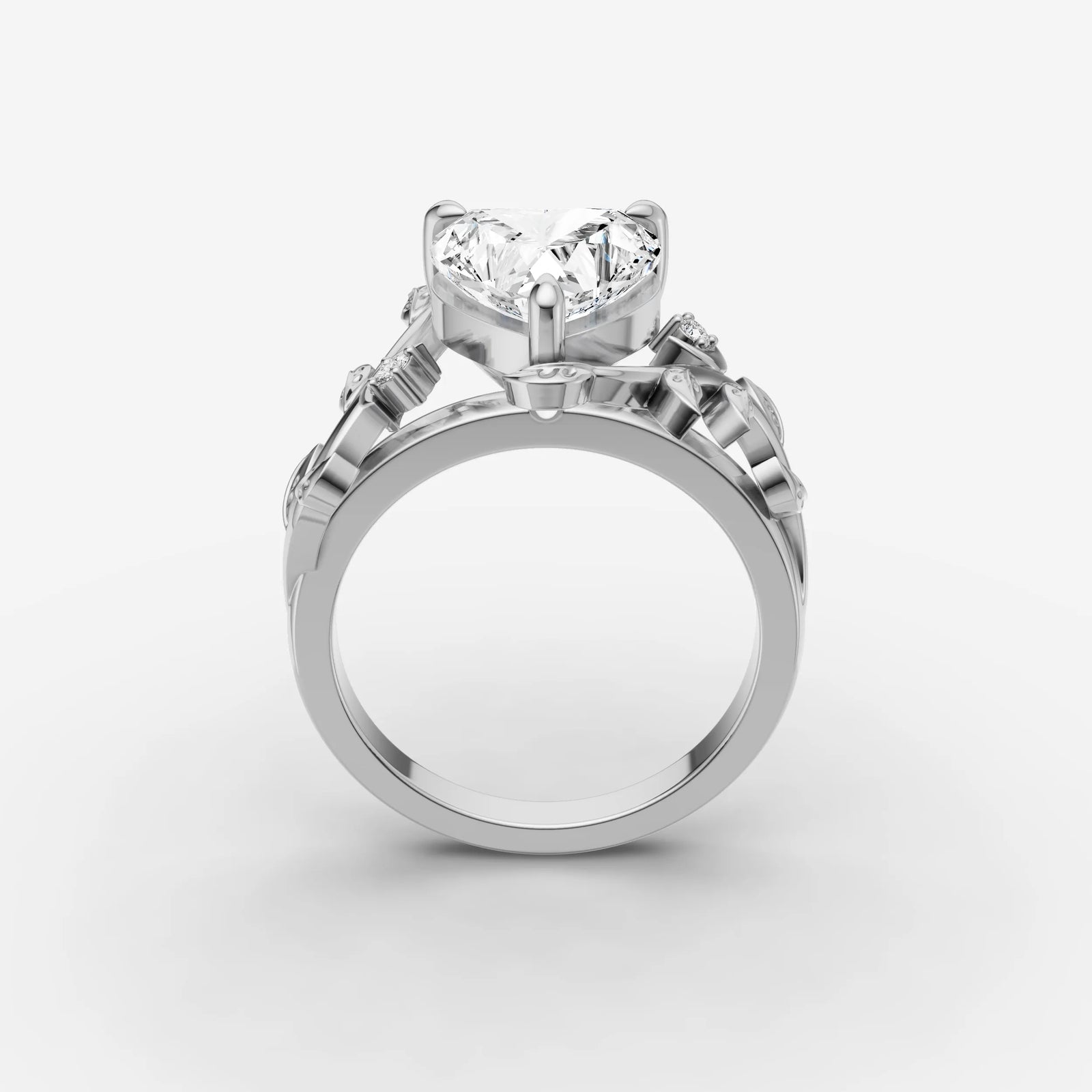 Fleur heart diamond setting in gold, view 15