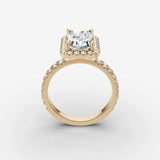 Aurore Etoile radiant diamond setting in gold, side view