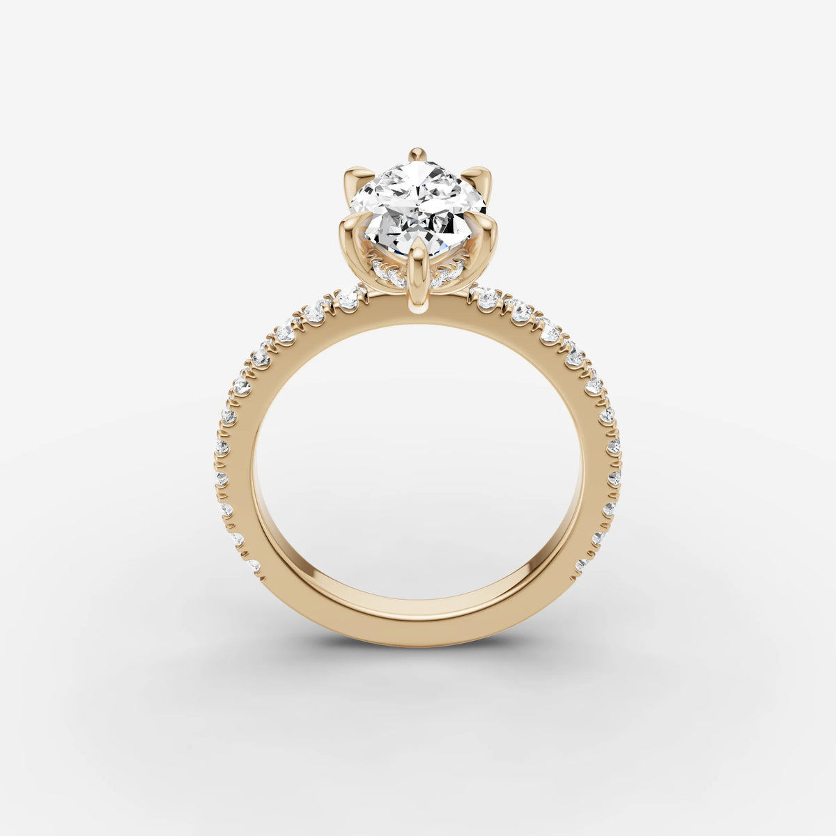 Mystere Etoile marquise diamond setting in gold, side view