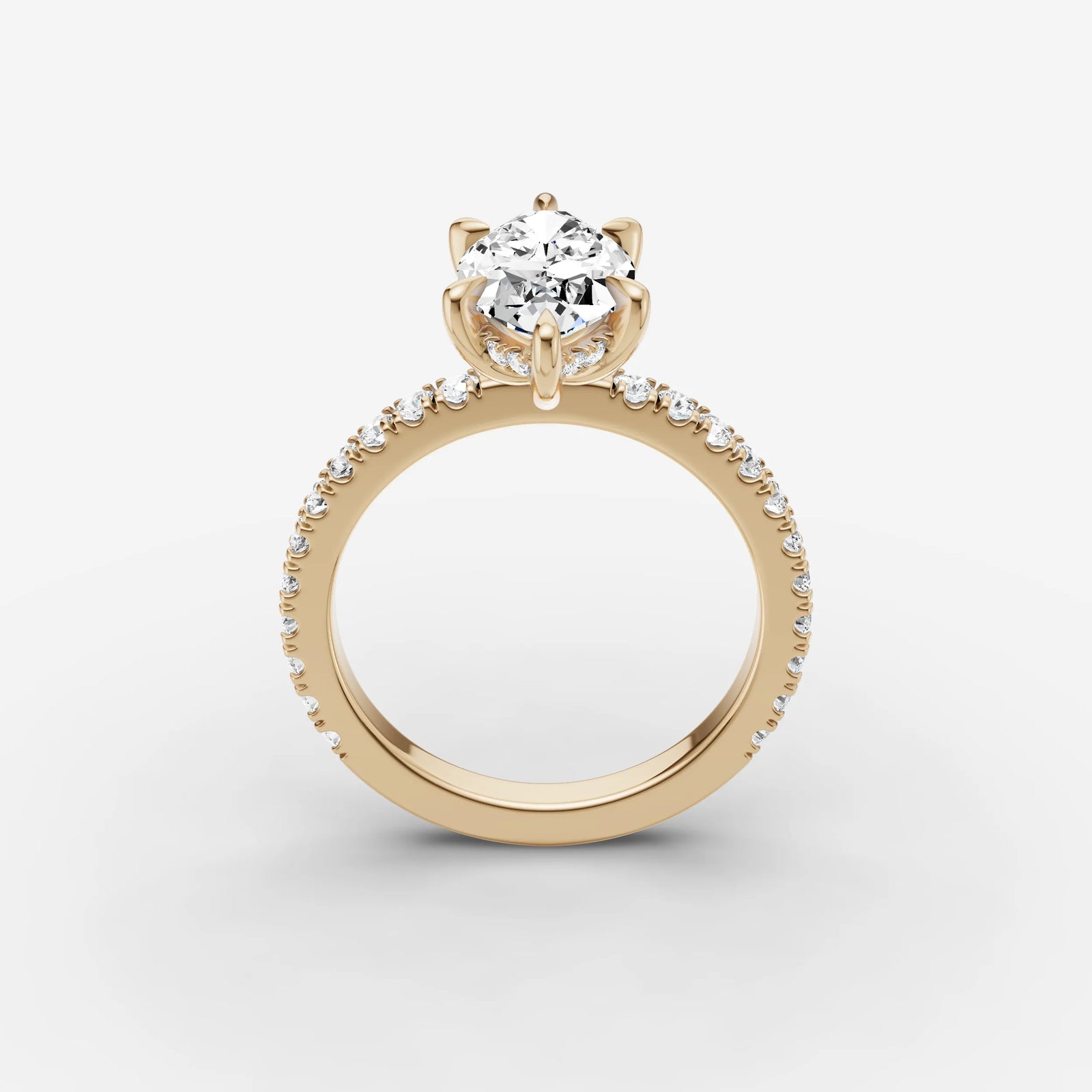 Mystere Etoile marquise diamond setting in gold, side view