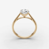 Cathedrale round diamond setting in gold, side view