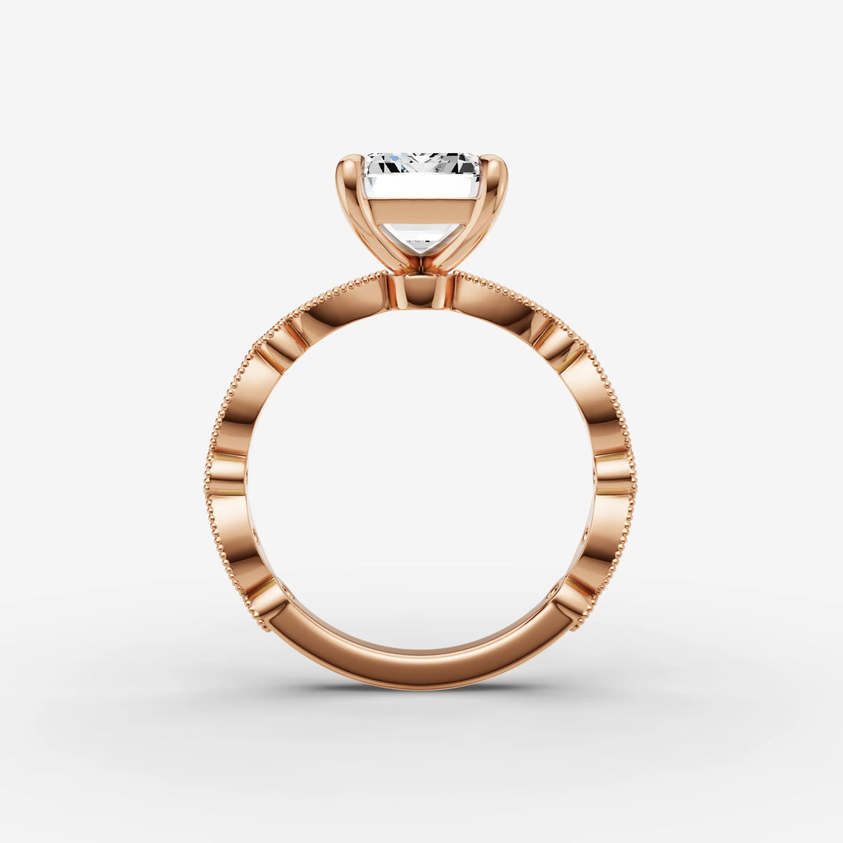 Heritage emerald diamond setting in gold, view 8