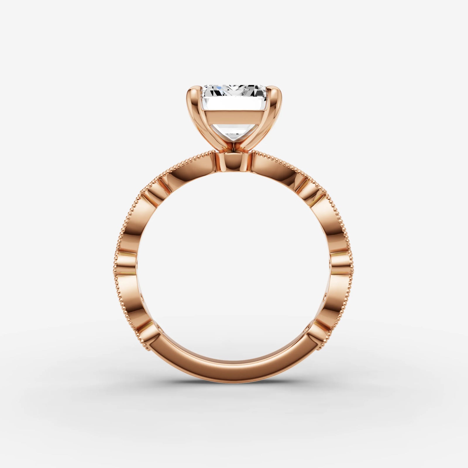 Heritage emerald diamond setting in gold, view 8
