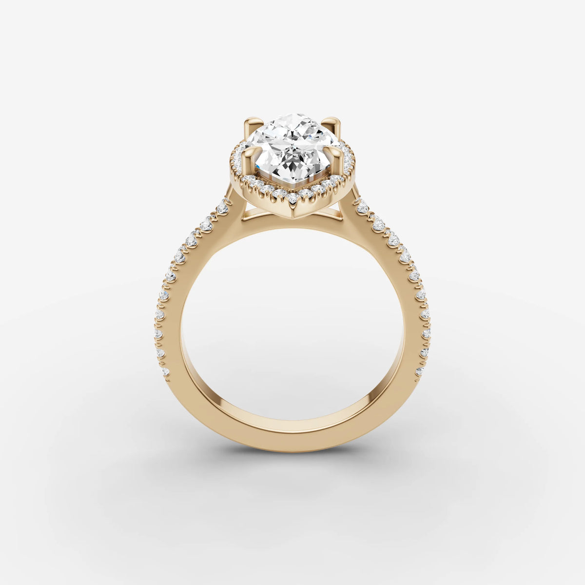 Aurore Etoile marquise diamond setting in gold, side view