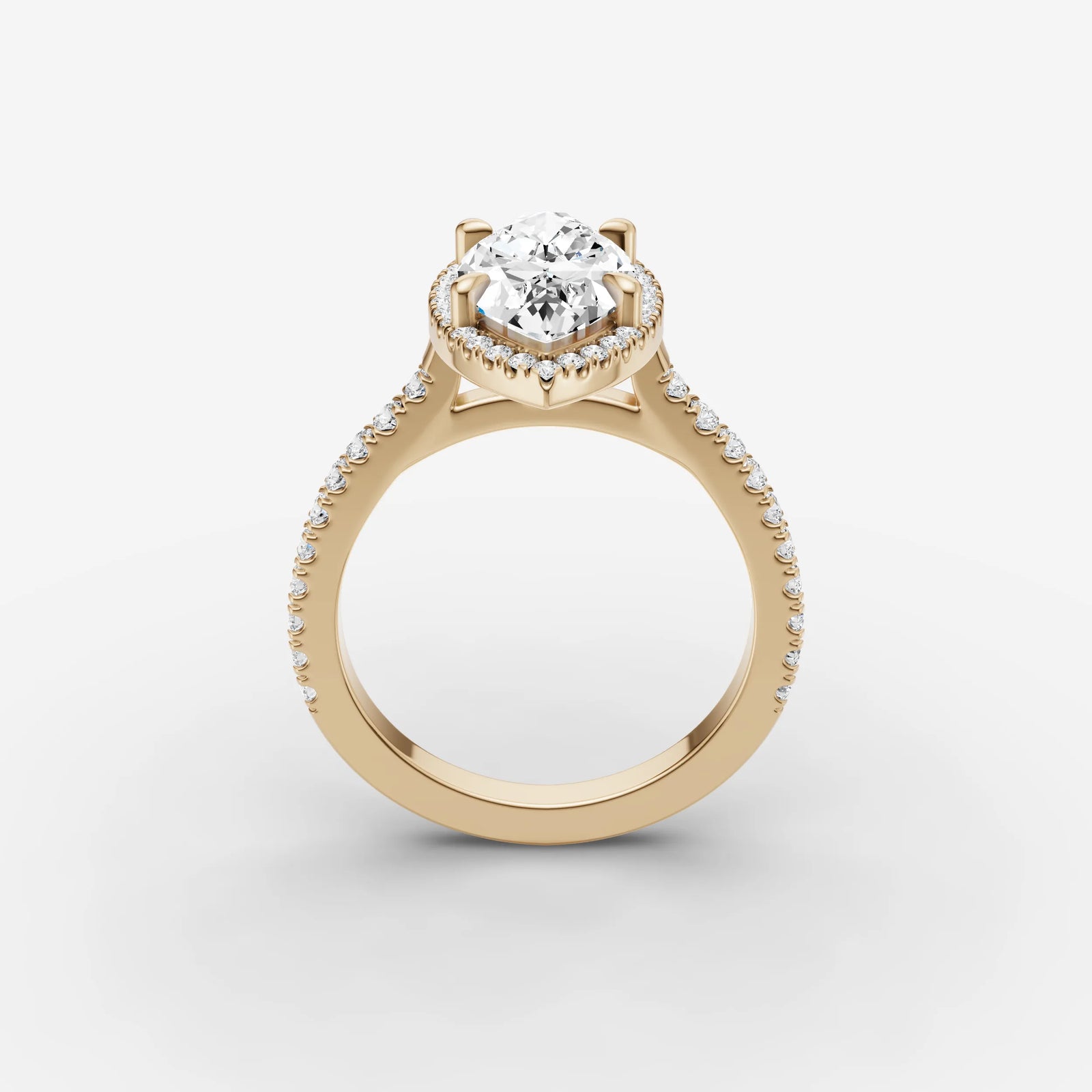 Aurore Etoile marquise diamond setting in gold, side view