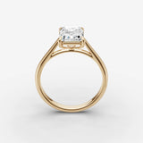 Cathedrale radiant diamond setting in gold, side view