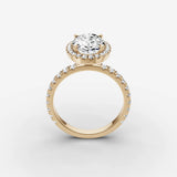 Aurore Etoile oval diamond setting in gold, side view