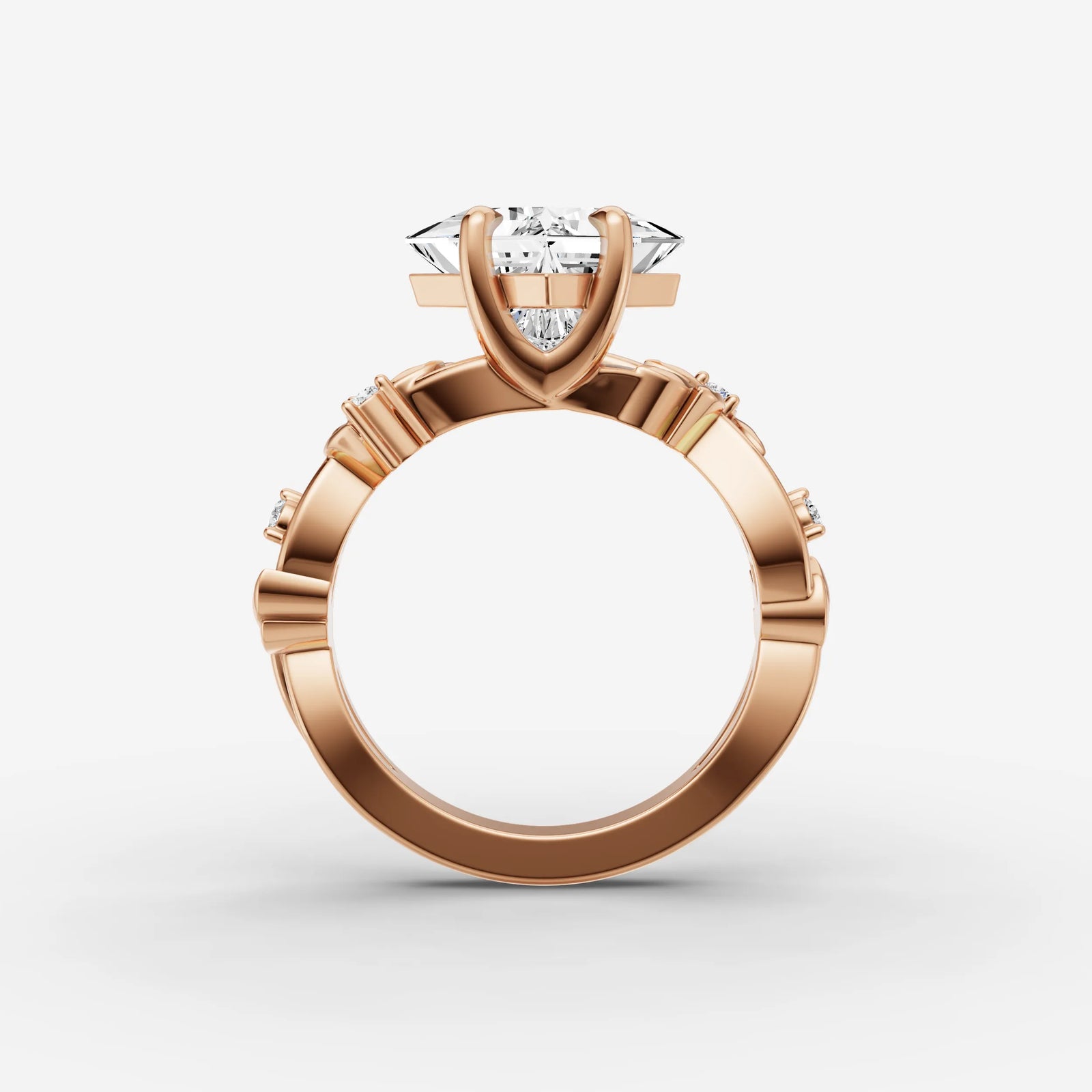 Fleur princess diamond setting in gold, view 8