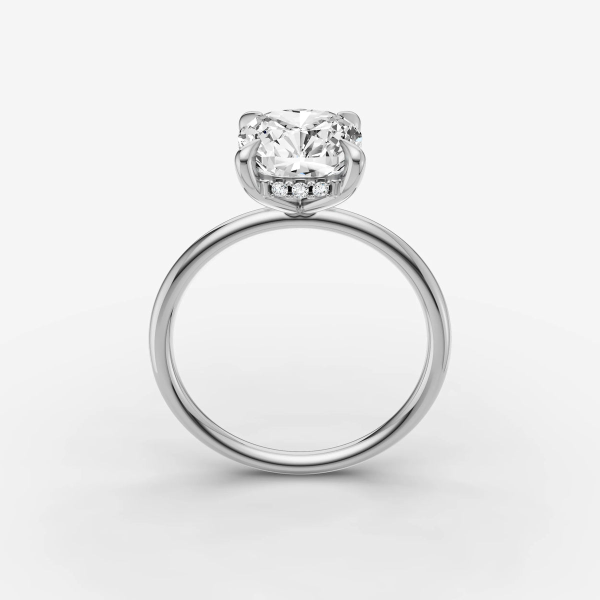 Mystere cushion diamond setting in gold, view 15