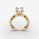 Heritage asscher diamond setting in gold, side view