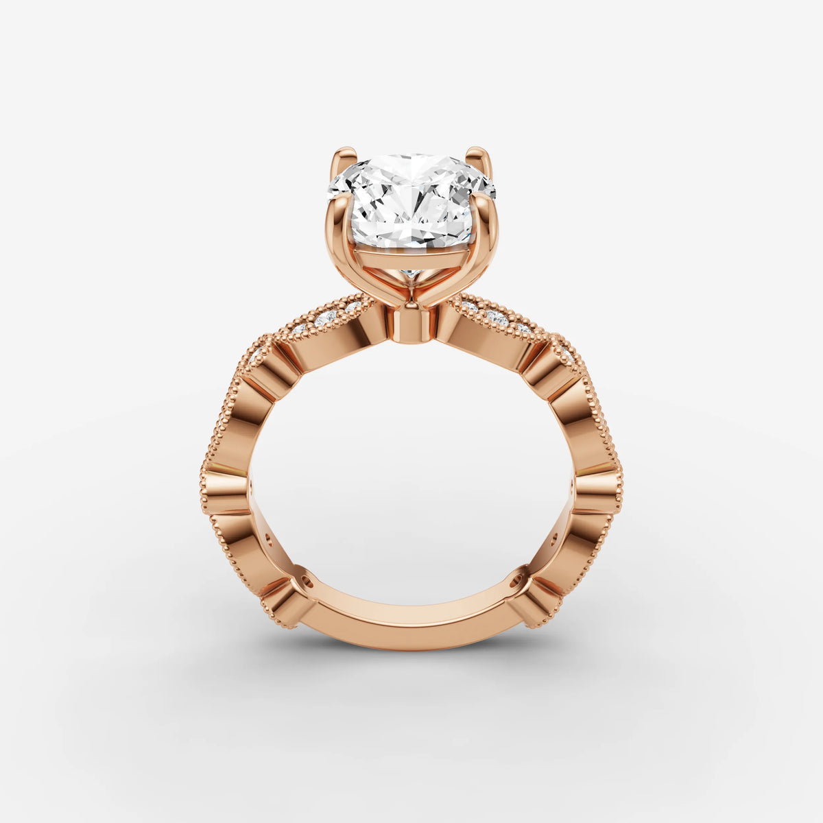 Heritage cushion diamond setting in gold, view 9