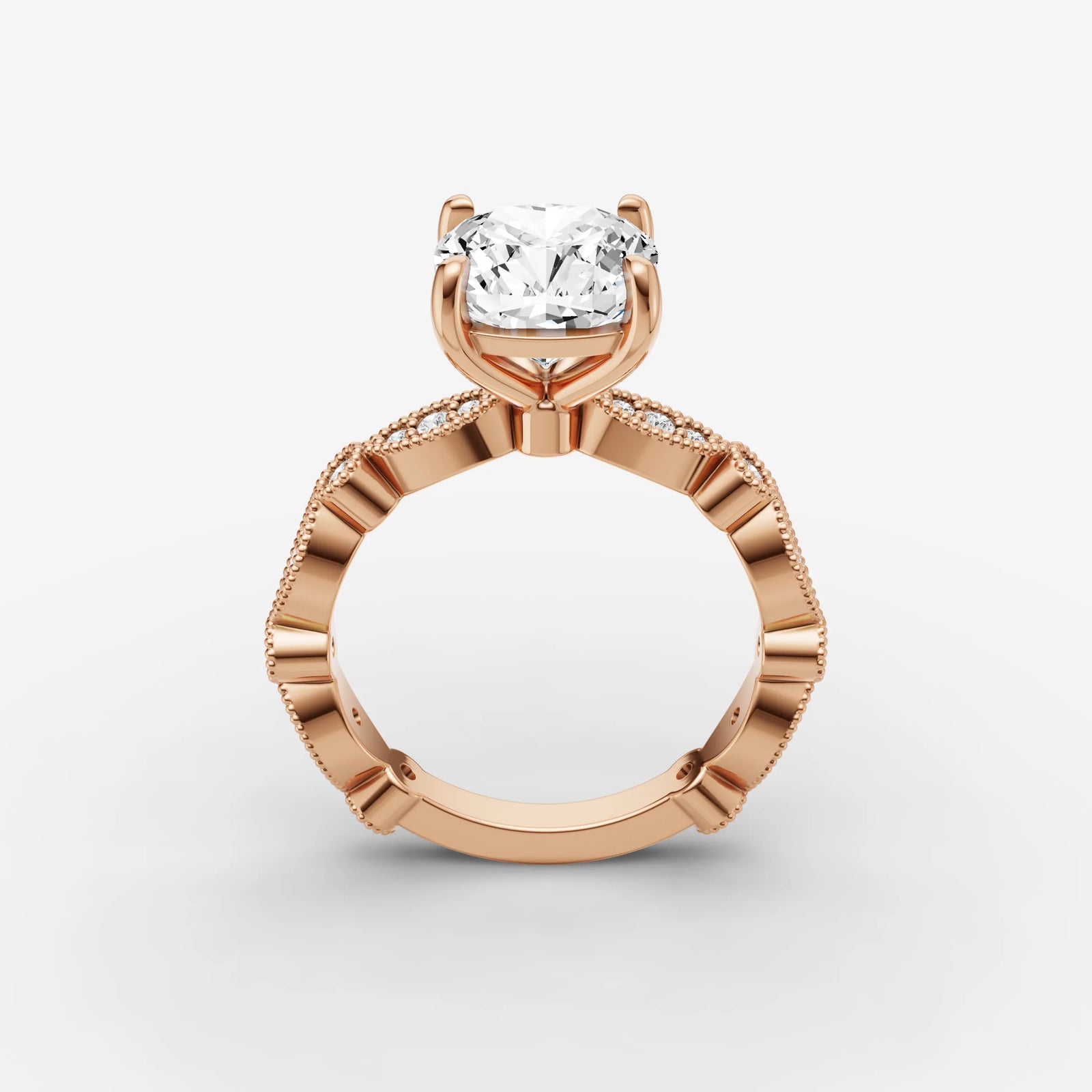 Heritage cushion diamond setting in gold, view 9