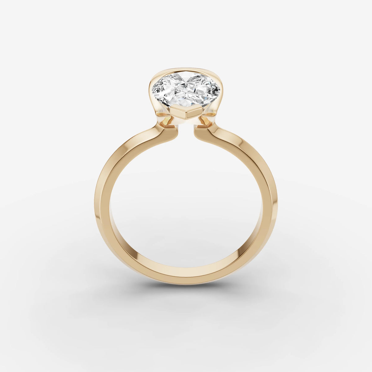 Demi pear diamond setting in gold, side view