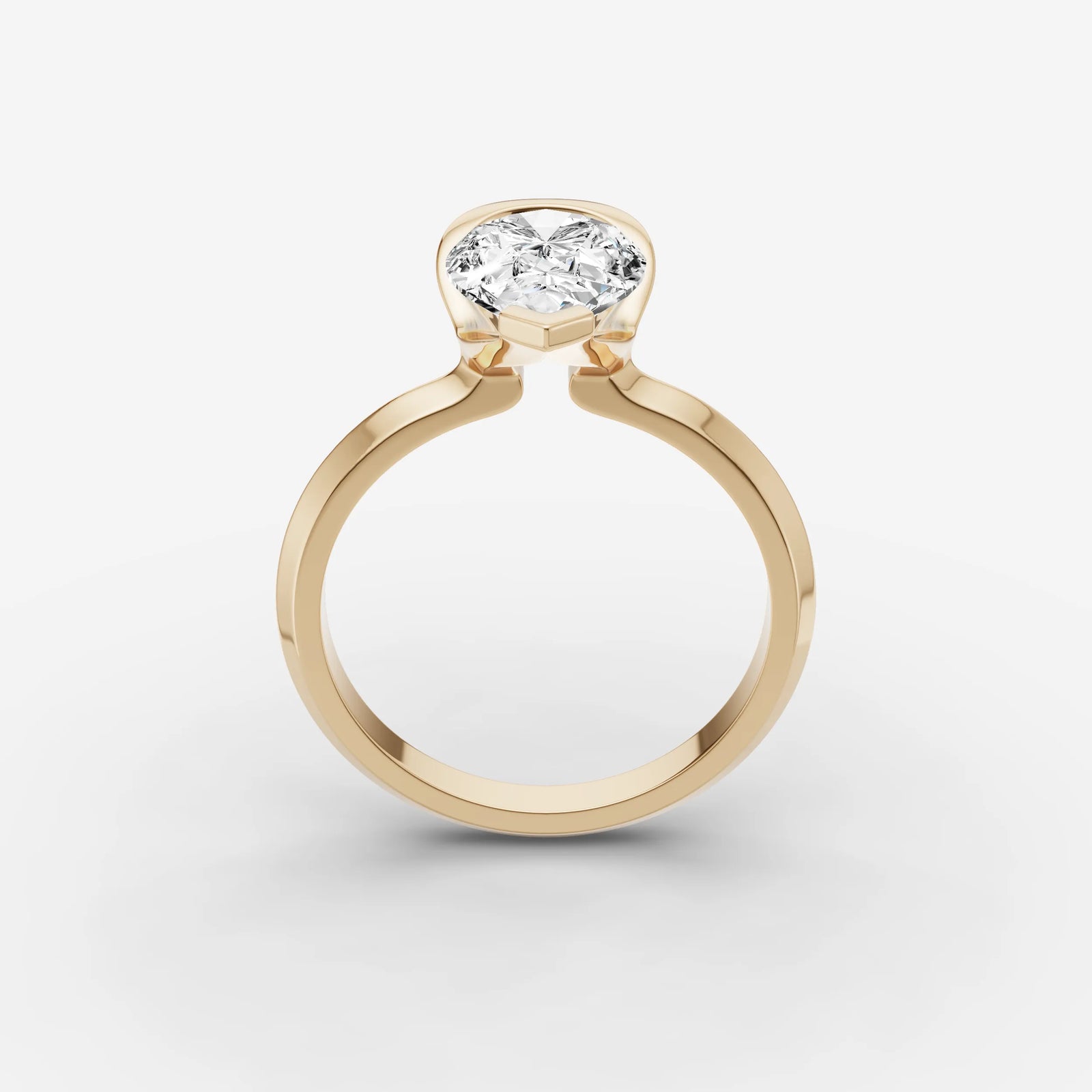 Demi pear diamond setting in gold, side view