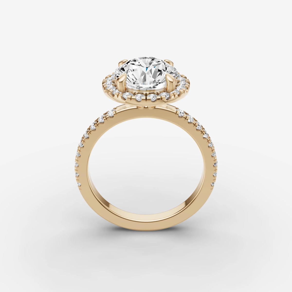 Aurore Etoile round diamond setting in gold, side view