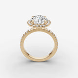 Aurore Etoile round diamond setting in gold, side view