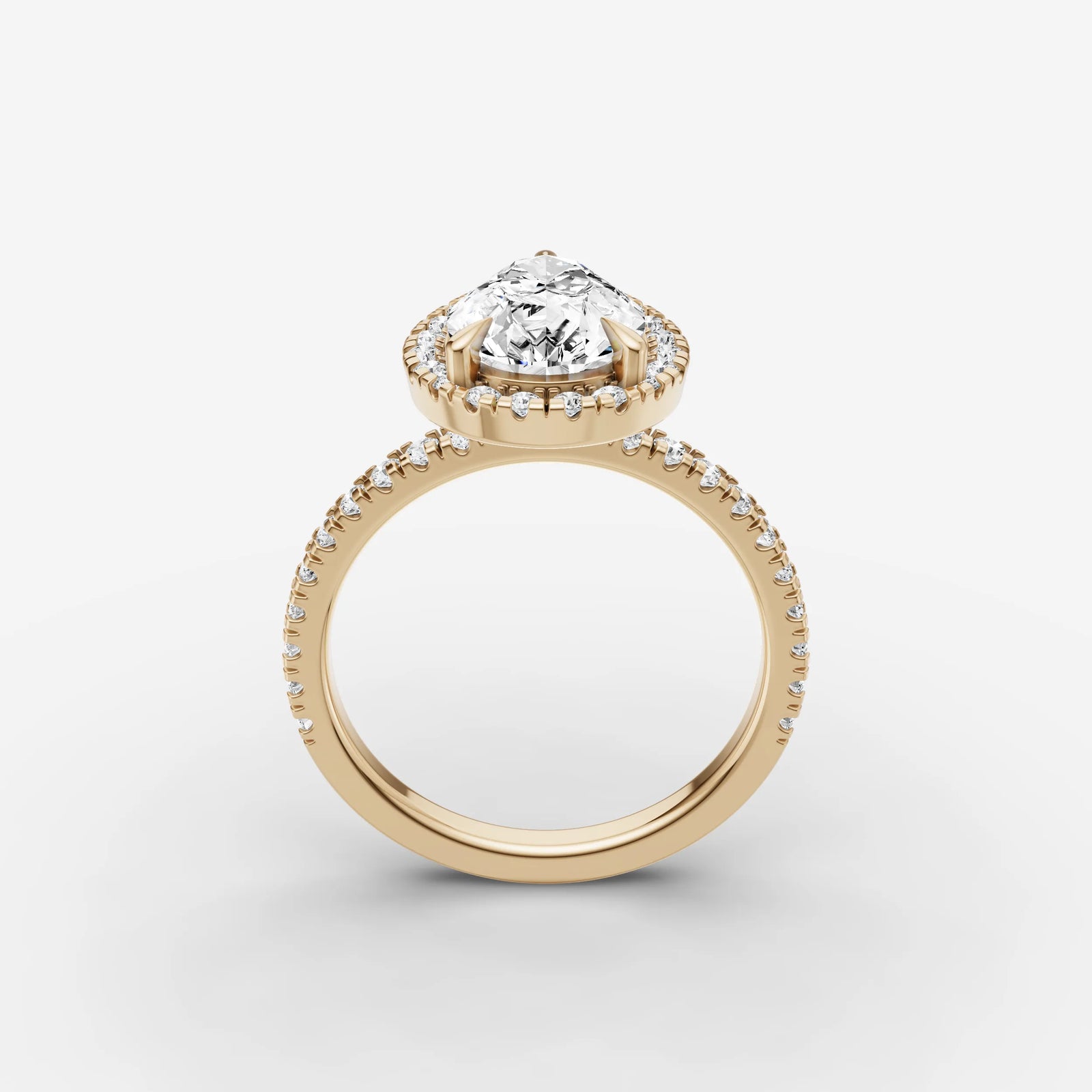 Aurore Etoile pear diamond setting in gold, side view