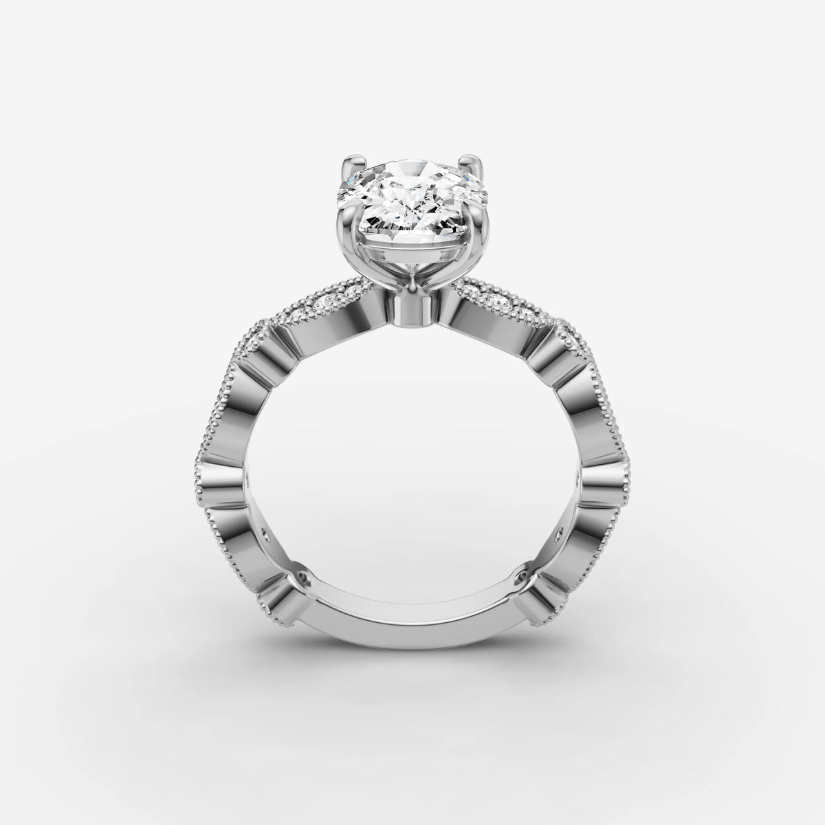 Heritage elongated cushion diamond setting in gold, view 15