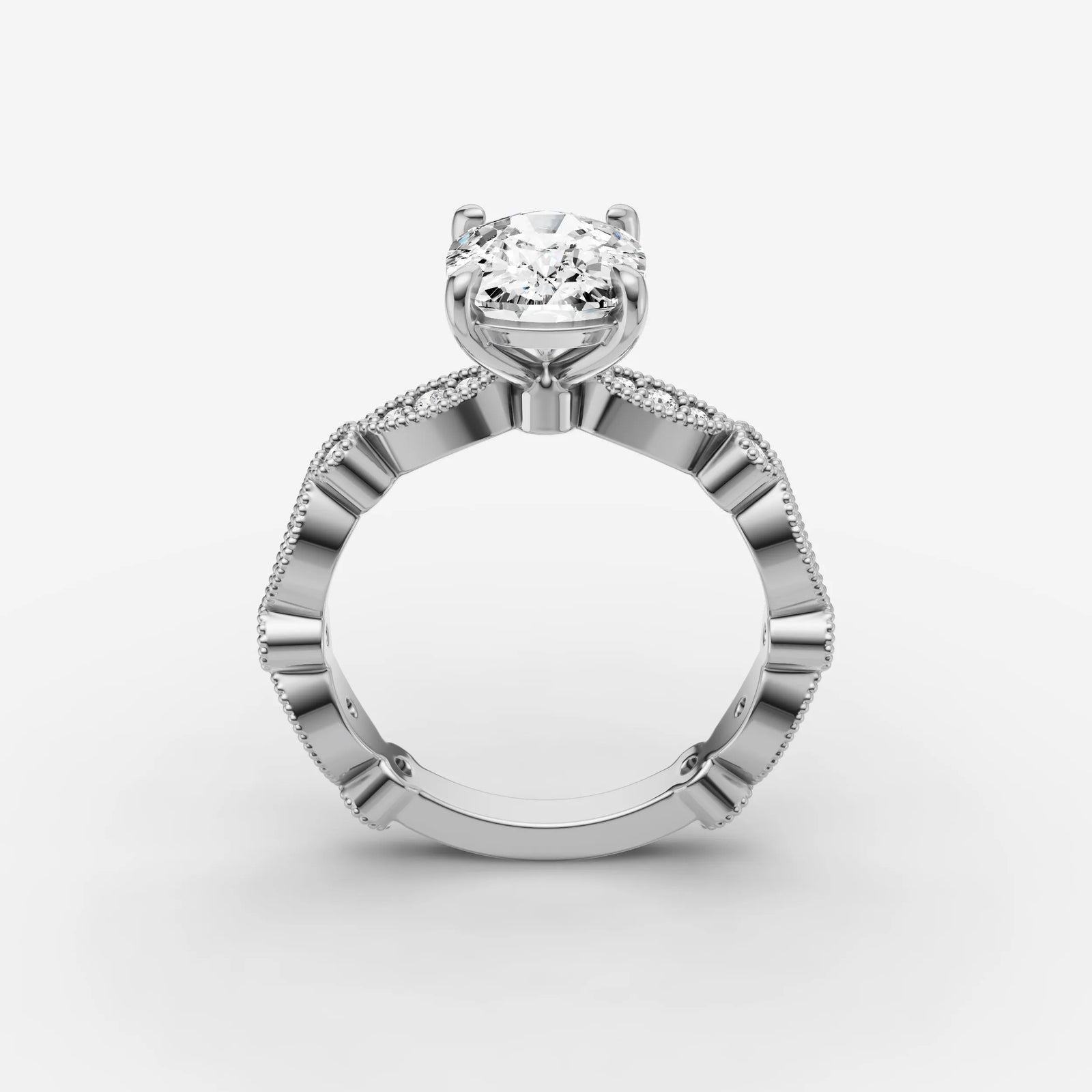 Heritage elongated cushion diamond setting in gold, view 15
