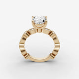 Heritage oval diamond setting in gold, side view